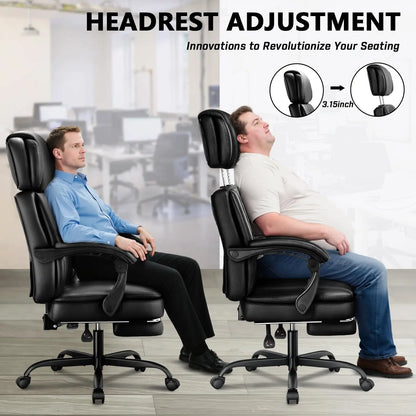 400lbs Executive Office Chair with Foot Rest for Heavy People, Ergonomic Big and Tall Desk Chair with Adjustable, Customized