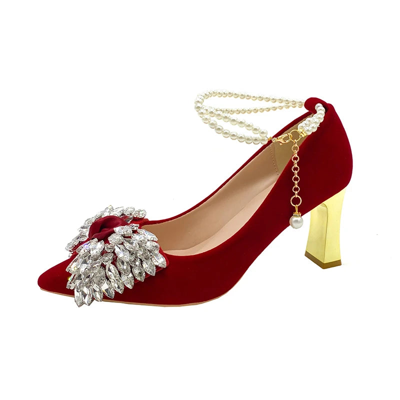 Red Wedding Shoes Women's 2025 New High Heels