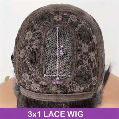 3x1 Human Hair Wigs 220% Density Bone Straight HD Lace Wig With Bangs Full Machine Made Fringe Wigs For Women 30 inch