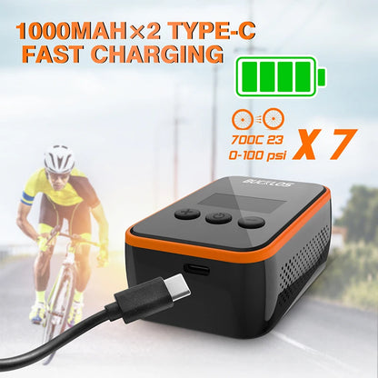 BUCKLOS Bike Mini Electric Tire Inflator 150PSI Bike Mini Air Pump Presta/Schrader Valve Portable Bicycle Air Pump Cycling Tools