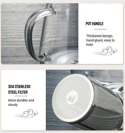 450/1300ML Arshen Filterable Heat-resistant Glass Teapot With 304 Stainless Steel filter Can Heated on Fire Clear Glass Teapot