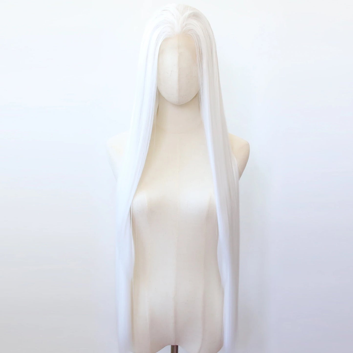 Pure White Synthetic Lace Front Wig 40inch Long Straight Snow White Lace Front Synthetic Wig Pre Plucked Natural Hairline