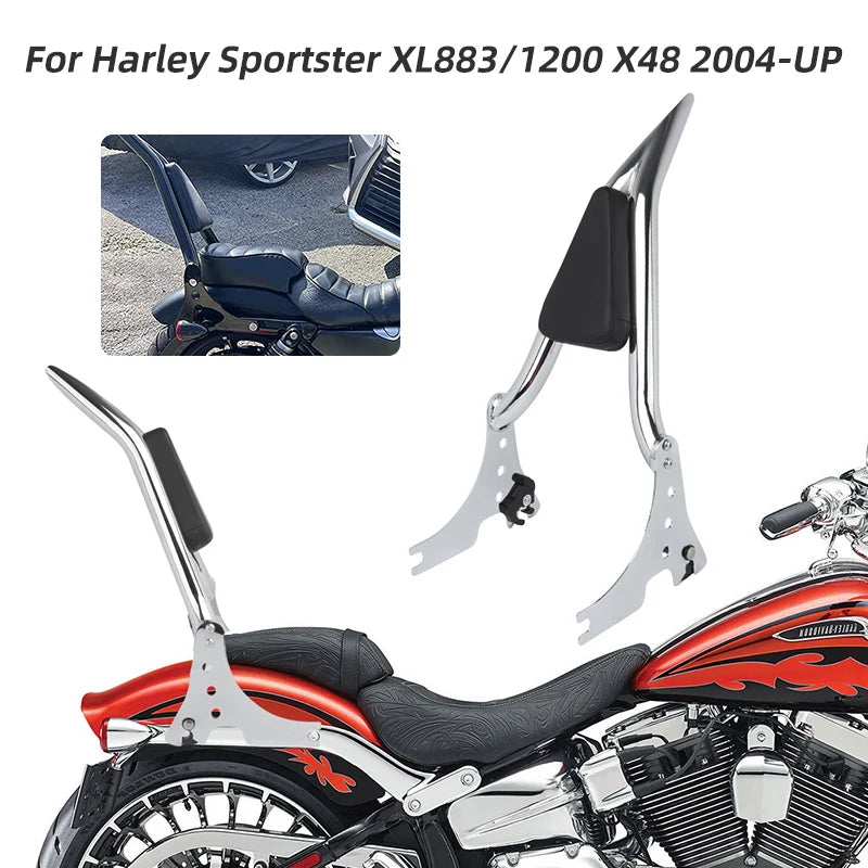Motorcycle Rear Passenger Sissy Bar Backrest with Cushion Pad Detachable For Harley Sportster XL 1200 883 72 48 Iron 2004-2022