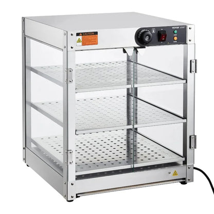 3Tier Commercial Food Warmer Display Countertop Pizza Cabinet with Light
