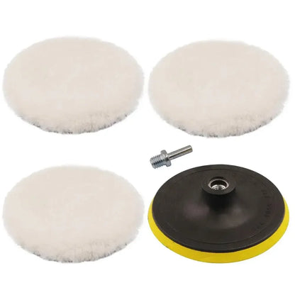 5Pcs 3/4/5/6/7 Inch Wool Car Polishing Pad Set For Polisher Machine Waxing Polishing Buffing Wheel Auto Paint Care Polisher Pads