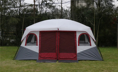 6-12Persons 2Rooms Large Space Tent Glamping Tourist Outdoor Camping Family Travel Anti-storm Suncreen Luxury UV 50+ Beach Play