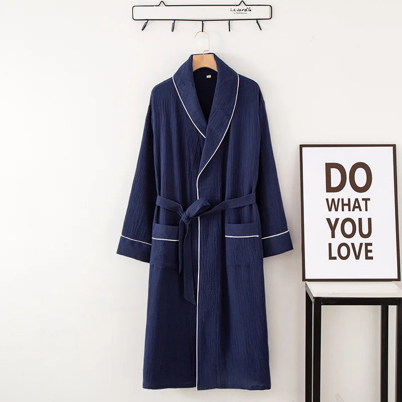 Women's Bathrobe Pure Cotton Large Size Spring Autumn Sleepwear Robe Long Sleeve Couple Home Wear Clothing Female Night Robes