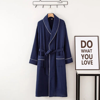 Women's Bathrobe Pure Cotton Large Size Spring Autumn Sleepwear Robe Long Sleeve Couple Home Wear Clothing Female Night Robes