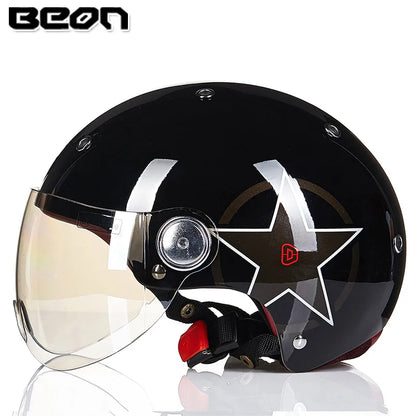 BEON Motorcycle Helmet for Adult and Child All Seasons Electric Vehicle Half Helmet Summer Sun Protection Helmet Motorcycle