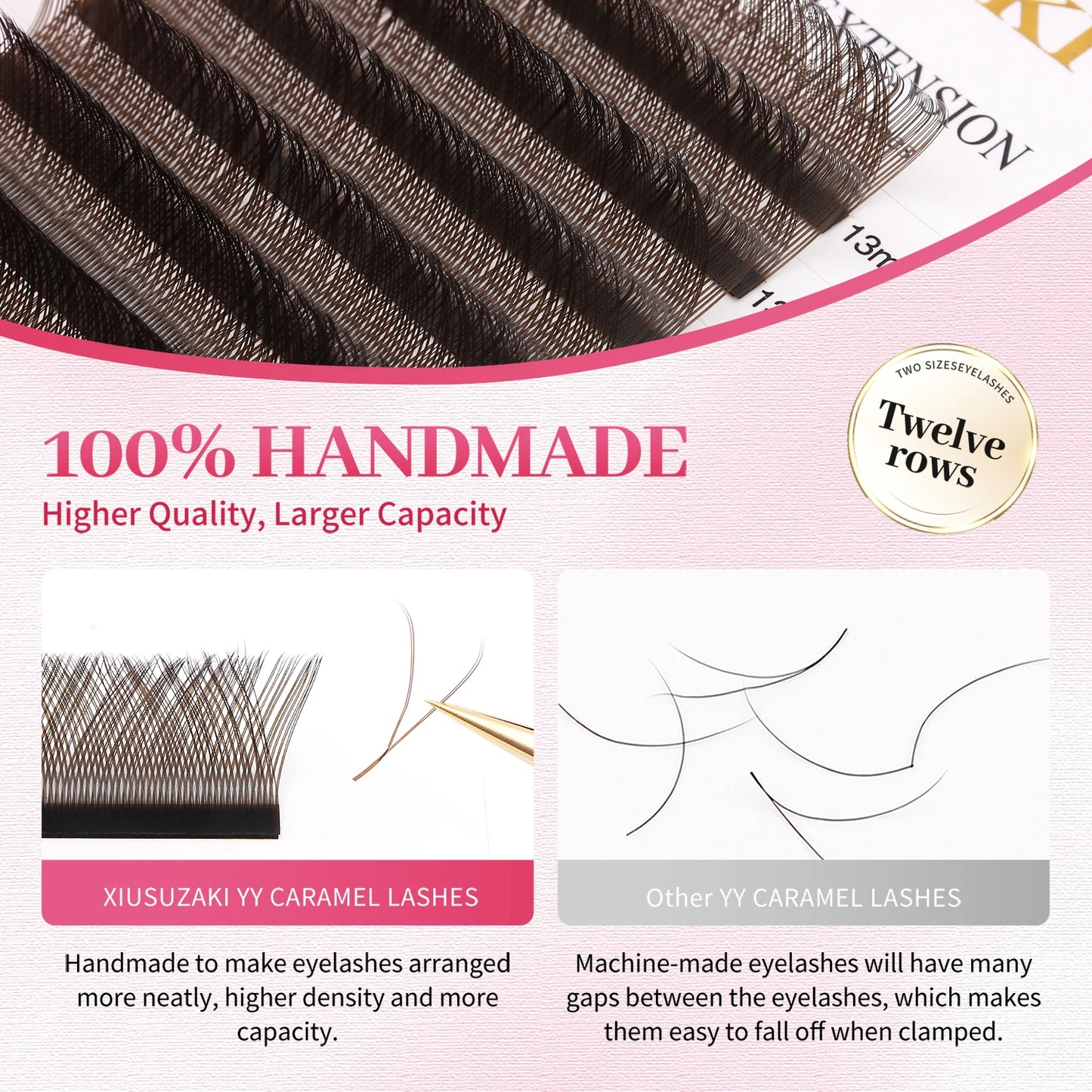 XIUSUZAKI YY Shape Black Brown Eyelashes Extensions Two Tips 2D YY False Lashes Natural Premade Volume Fans Individual Lashes