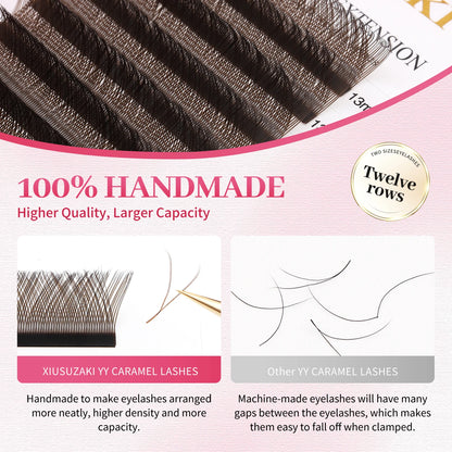 XIUSUZAKI YY Shape Black Brown Eyelashes Extensions Two Tips 2D YY False Lashes Natural Premade Volume Fans Individual Lashes