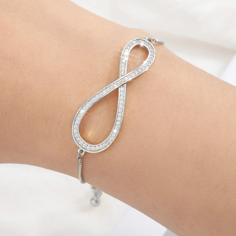 ZAKOL Fashion Bow Zirconia Crystal  Adjustable Bracelet & Bangle for Women Brilliant CZ Party Jewelry