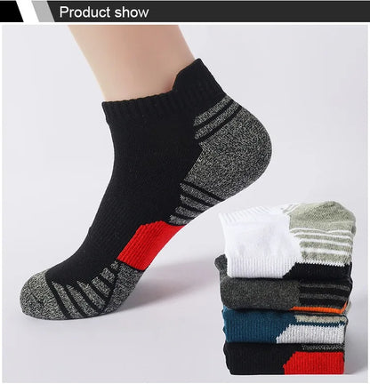 5 Pairs Men's Four Season Cotton Breathable Sports Socks Set Male Sport Ankle Socks Basketball Running Socks For Men