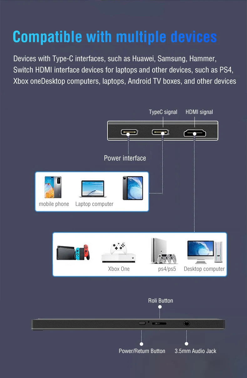 11.6 Inch Portable Monitor HDMI-Compatible Laptop second screen Gaming Extended Display For Switch/PS4/Xbox/Raspberry Pi