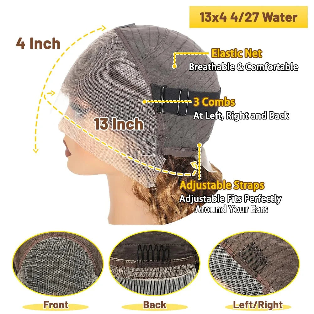 13x6 Deep Wave Lace Front Wigs Human Hair 180 Density Pre Plucked with Baby Hair Water Wave Wigs for Women Glueless 427 curly wi