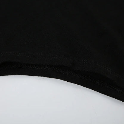 Goth Dark Fairy Grunge Black Letter Print Straps Skinny Bodysuits 90s E-girl Backless One-Piece Outfits Women Casual Streetwear