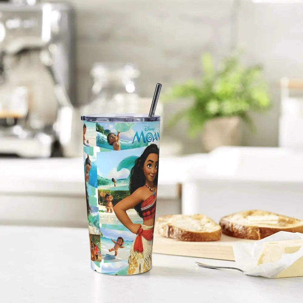 Moana and Pua Cartoon Movie Insulated Tumbler with Straws Stainless Steel Coffee Mugs Double Wall Car Bottle Cups 20oz