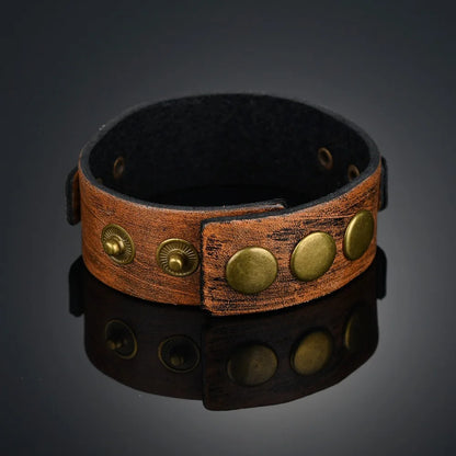 Adjustable Bangle Gift Alloy Leather Wristband Punk Leather Wristband Handmade Punk Bangle For Fashion Accessory Rock Concerts