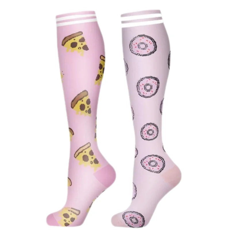 2Pairs New Cat Compression Socks Knee High 20-30 Mmhg Fit Medical Edema Diabetes Varicose Veins Running Compression Sports Socks
