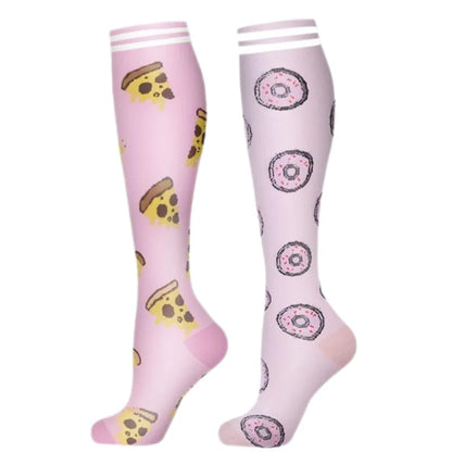 2Pairs New Cat Compression Socks Knee High 20-30 Mmhg Fit Medical Edema Diabetes Varicose Veins Running Compression Sports Socks