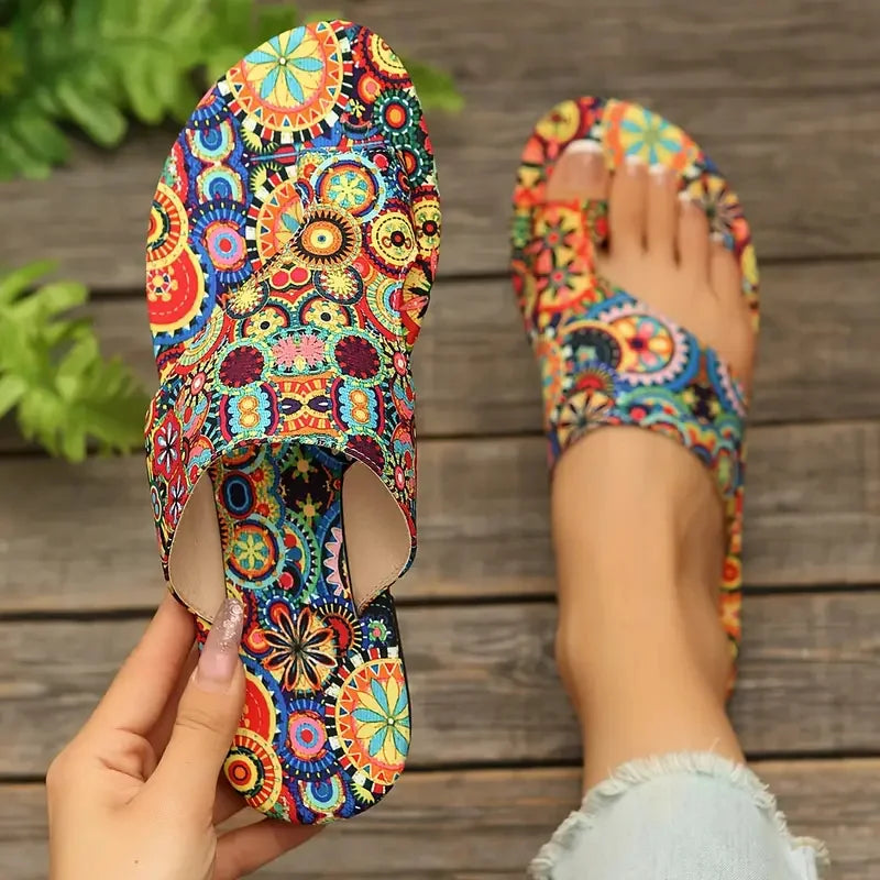 Women Slippers Bohemian Flower Pattern Sandals Casual Lightweight Shoes Flip Flops Fashion Big Size Slippers Home Slides Women