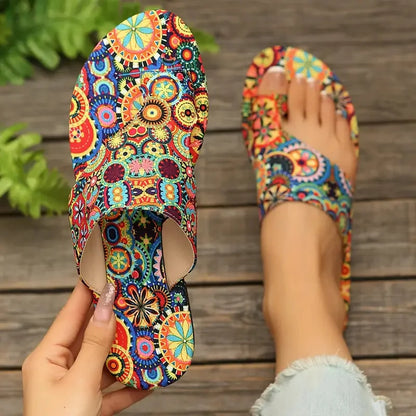 Women Slippers Bohemian Flower Pattern Sandals Casual Lightweight Shoes Flip Flops Fashion Big Size Slippers Home Slides Women