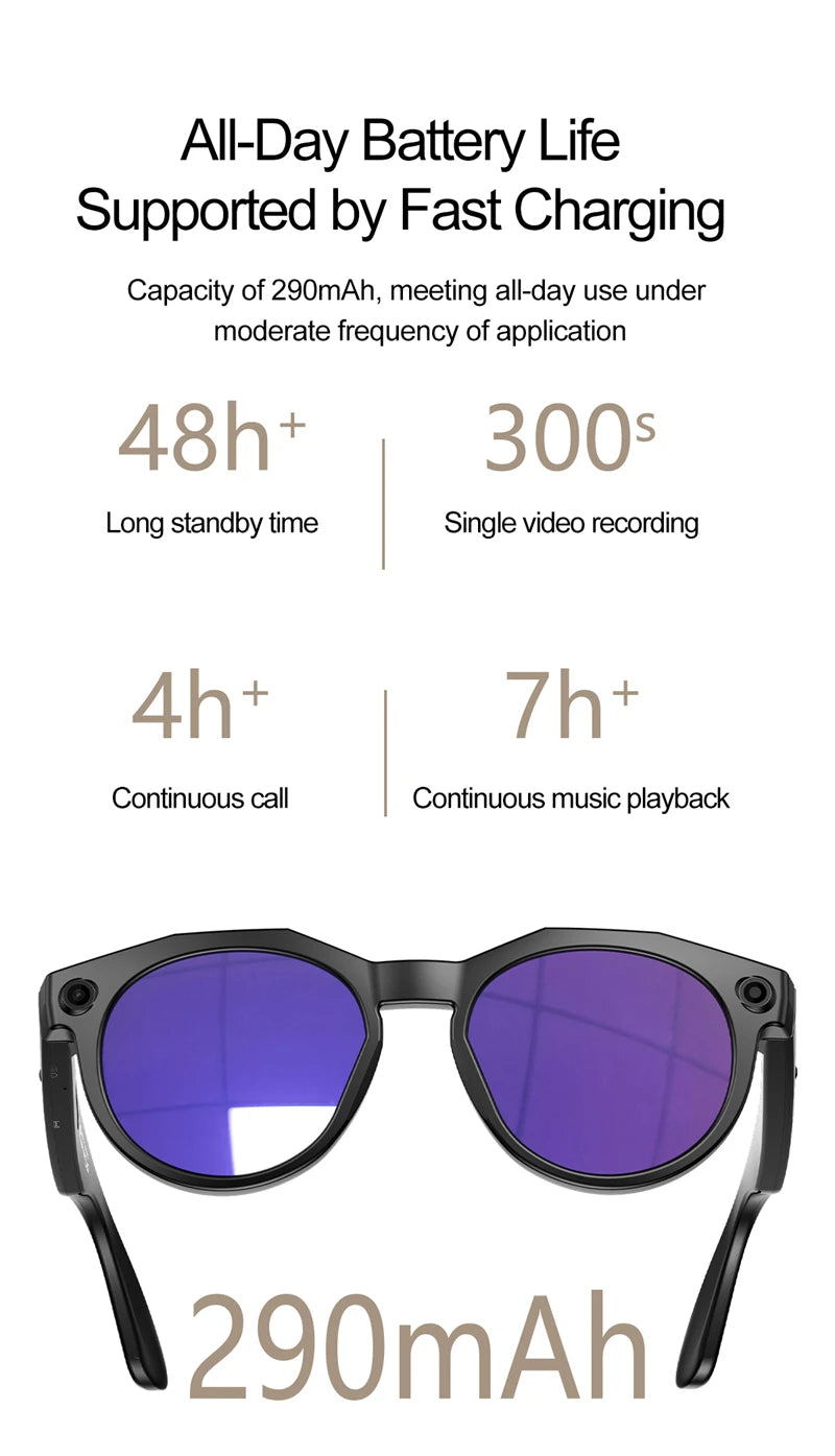 AI Smart Glasses 8K HD 800MP Camera Video Sport Sunglasses AI Chat GPT Bluetooth Music Call Translation Voice Assistant Glasses