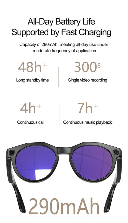AI Smart Glasses 8K HD 800MP Camera Video Sport Sunglasses AI Chat GPT Bluetooth Music Call Translation Voice Assistant Glasses