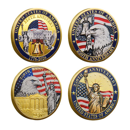 4pcs US 250th Anniversary Commemorative Coins Set in Box American Eagle Military Challenge Coin Collectible Gifts for Holidays