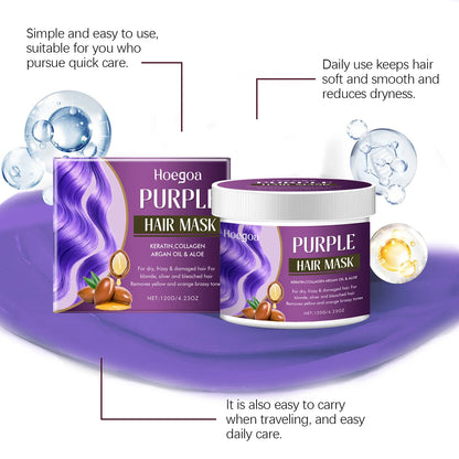 Magical Purple Hair Mask Lock Color Purple Hair Mask Cover Gray Hair Fade Yellow Suitable For Dye Care Products 120g