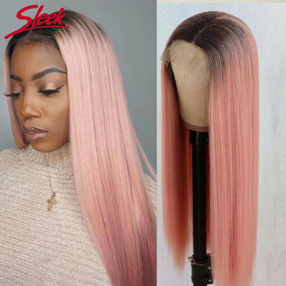 Sleek Straight Lace Front Wigs 13x6x1 Lace Part Human Hair Wig For Women Transparent Lace Highlight Blonde Big Sale Remy Hair