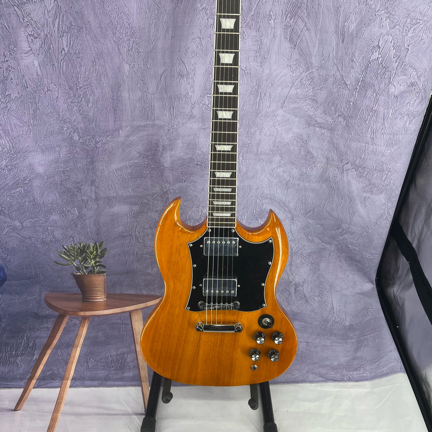 Newly launched and highly popular yellow solid-body electric guitar. Cherry wood body. Silver accessories Free Shipping
