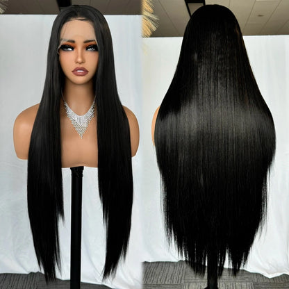 X-TRESS Synthetic Lace Front Hair Wigs for Women 32inch Long Loose Wave Black Color 13X6 Lace Frontal Wig with Natural Baby Hair
