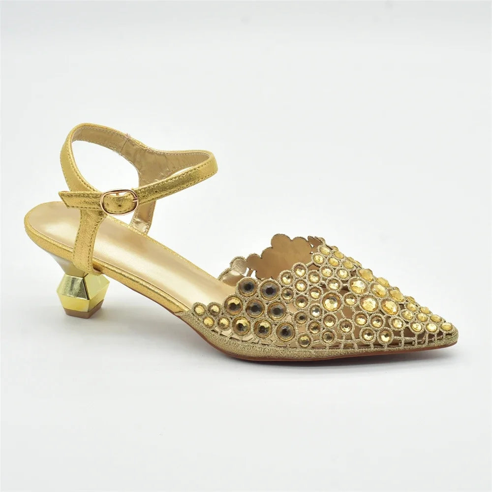 Ladies Shoe and Bag Set Latest Designers Luxury Italian Party Shoes and Bag Set for Women Rhinestone Wedding Bride Shoes Woman