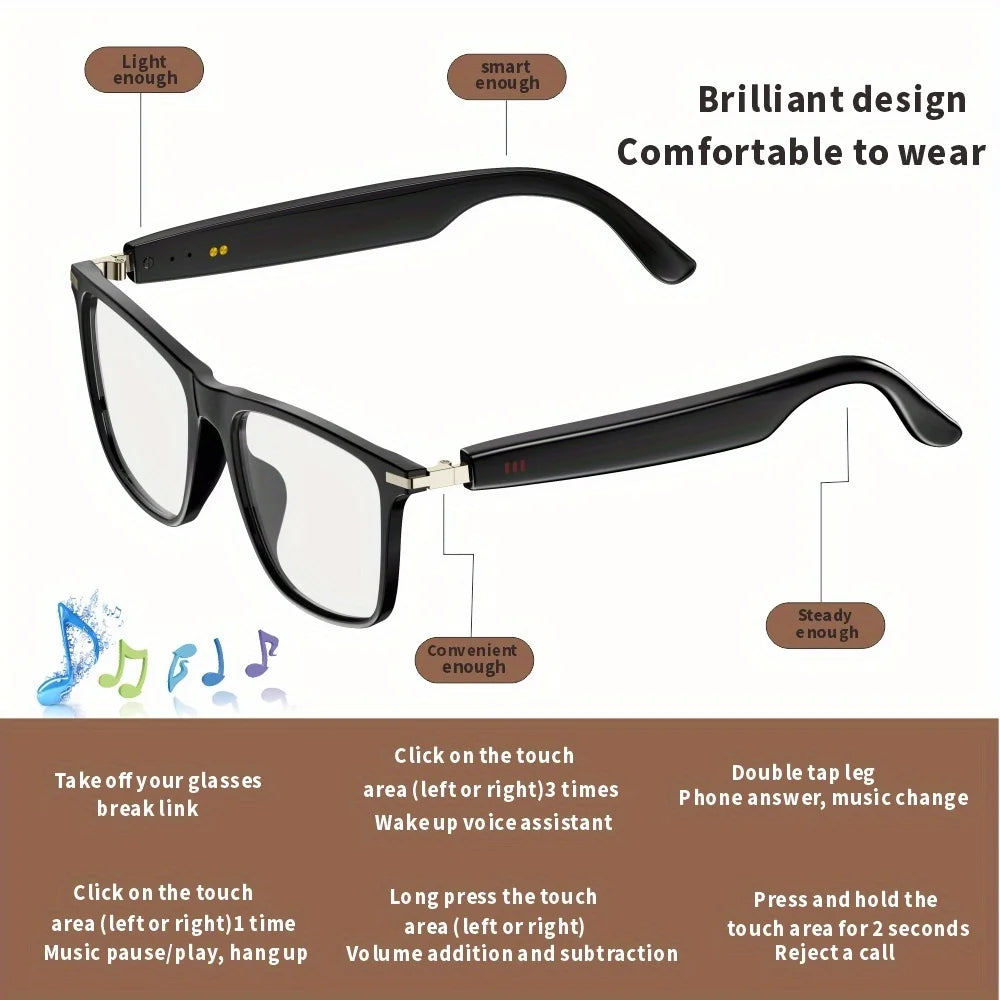SENBONO Audio Smart Glasses With Open Ear Headsets Hands-Free Call Sunglasses Anti-blue Light Glasses For Xaomi Android IOS