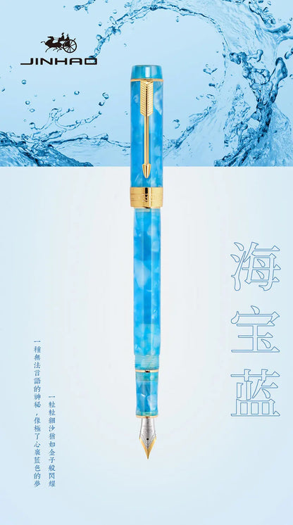 Jinhao 100 Fountain Pen Commemorative Resin Good Pen Nib 18 KGP Gold Sandwiched Thin Tod Small Business Office Gift Pen