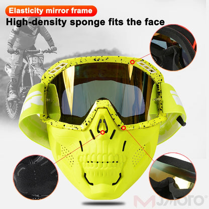 VEMAR Detachable Motorcycle Helmet Goggles Cycling Glasses Man Windproof Dust-proof Motocross Face Mask Goggles Glasses Block UV
