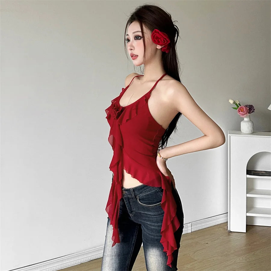 Nibber Hip-hop Summer New Sweet Gentle Cute All-match Fashionable Cool High Street Cool Sexy Women's Thin Backless Halter Vest