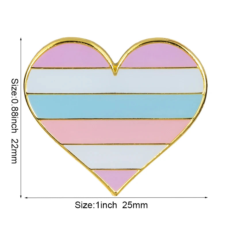 10pcs a lot Rainbow Pride Heart Shaped  Badge Symbol Pin Metal Badges Decorative Brooch Pins for Clothes Brooch Jewelry