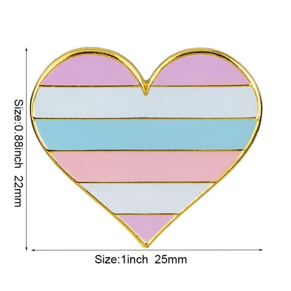 10pcs a lot Rainbow Pride Heart Shaped  Badge Symbol Pin Metal Badges Decorative Brooch Pins for Clothes Brooch Jewelry