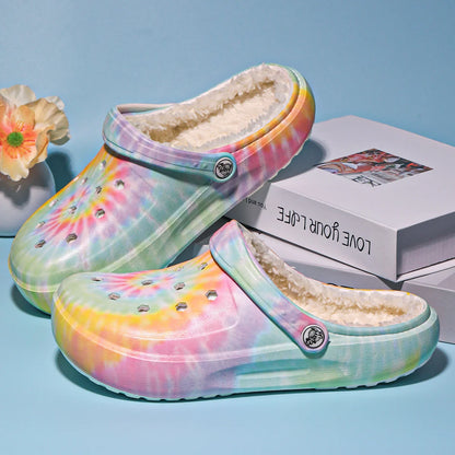 Women's winter warm clogs, fashionable and casual style, can be worn indoors or outdoors