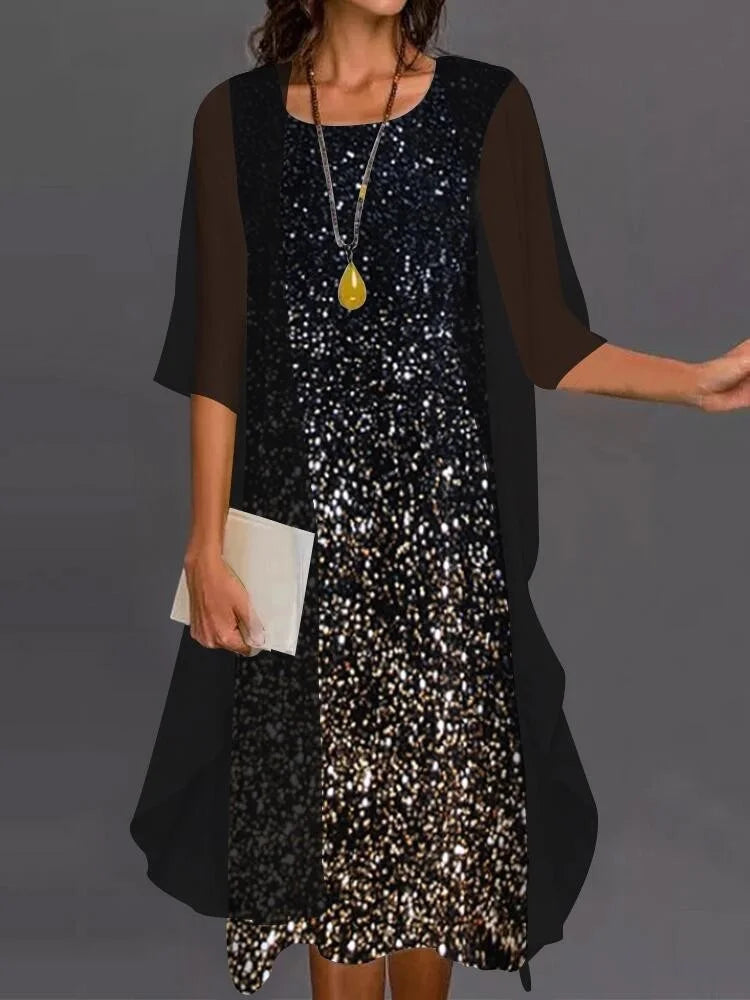 Fashion Women Chiffon Summer Sleeveless O-Neck Print Loose Party Dresses +Cardigan Shawl Elegant Casual Lady Two Piece Set Dress