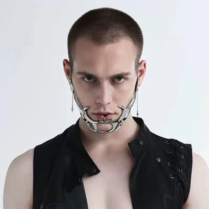 Punk Irregular Metal Mask Trendy Mechanical Bloodshed Mask For Women Men Halloween Ball Party Paty Mask Jewelry Accessories