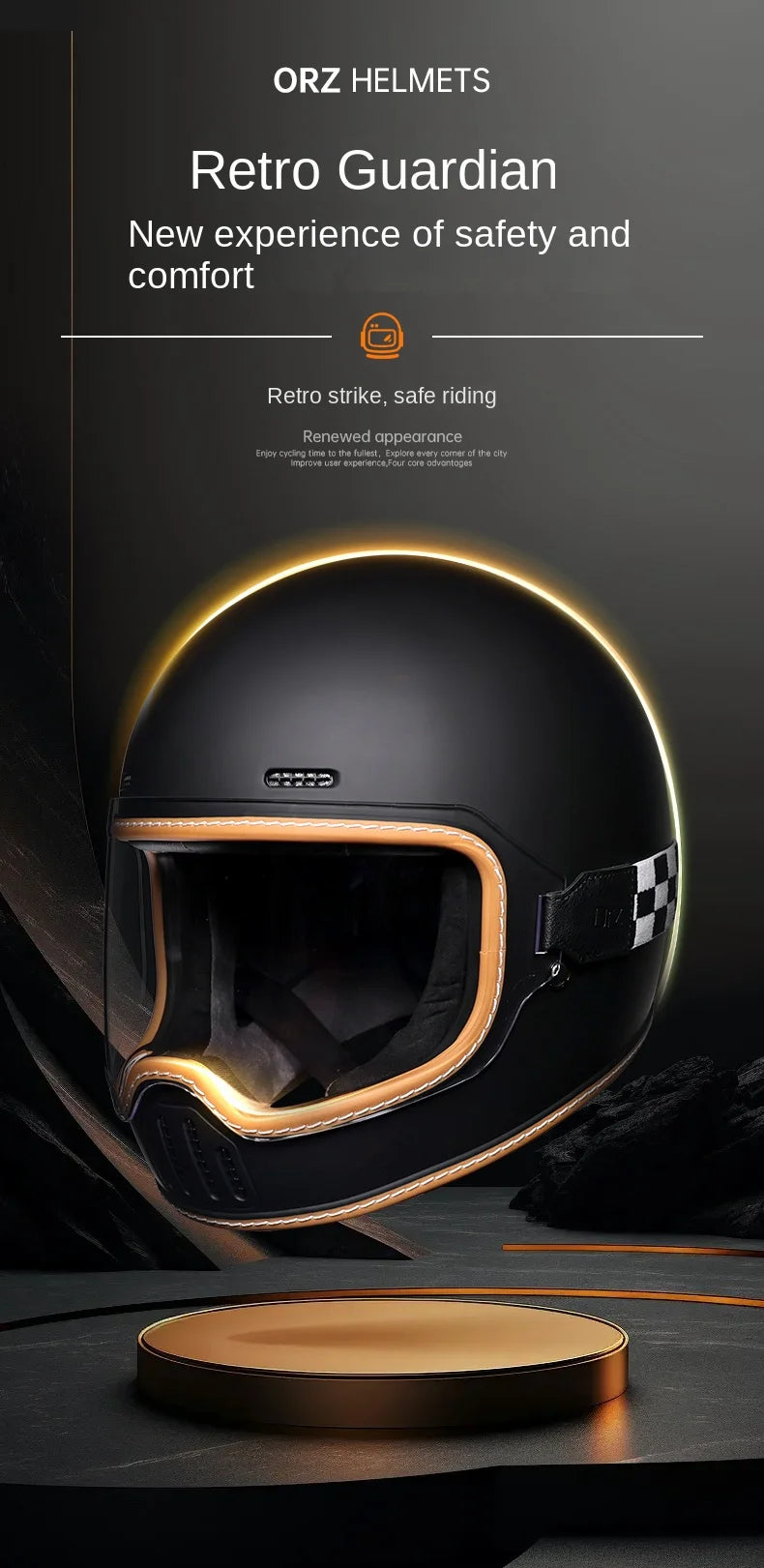 ORZ Retro Full Helmet Motorcycle Motorcycle Helmet Four Seasons Couple Street Bike Helmet Riding