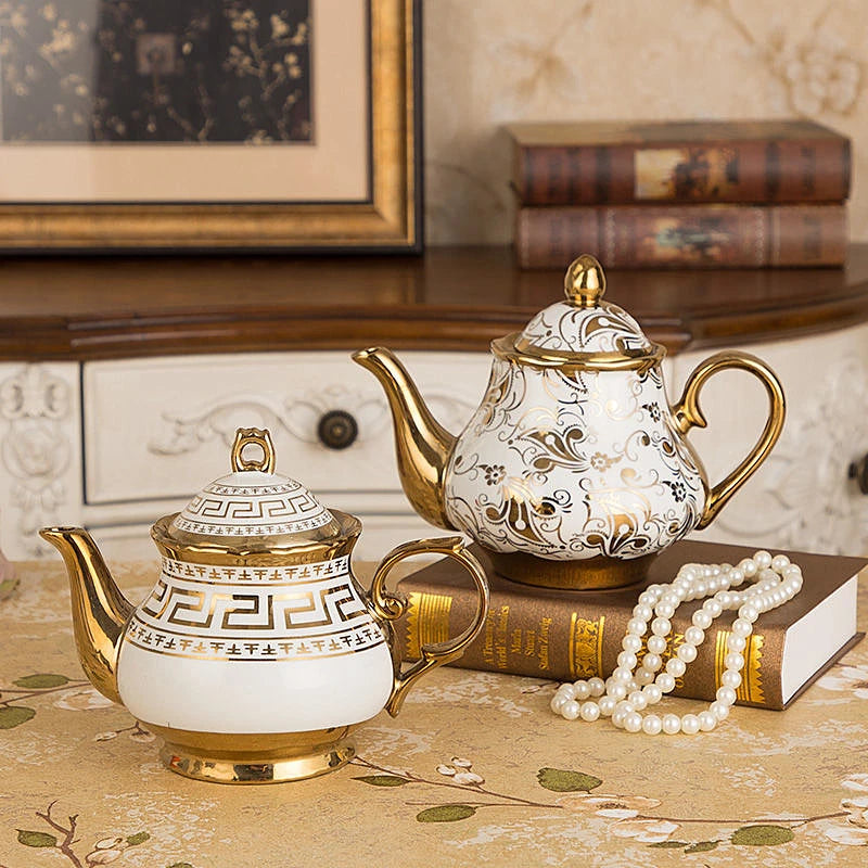 900ML European British Teapot  Porcelain High-Capacity Tea Pot With Filter Luxury Teaware Heat Resistant Kettle Pot Ceramic