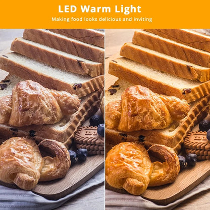 Food Warmer Display Pizza Warmer, Commercial Countertop Food Warmer Electric with Removable Shelves LED Lighting Glass Door, Pa
