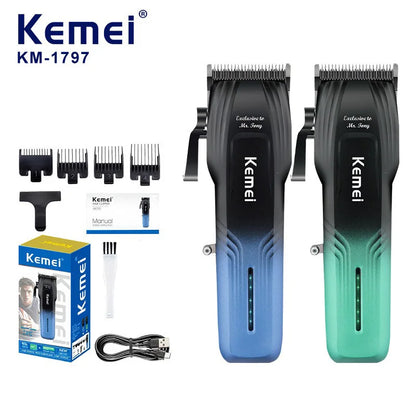 Kemei KM-1797 Powerful Cordless Hair Clipper Electric Professional Barber Hair Trimmer Beard Haircutting Machine Rechargeable