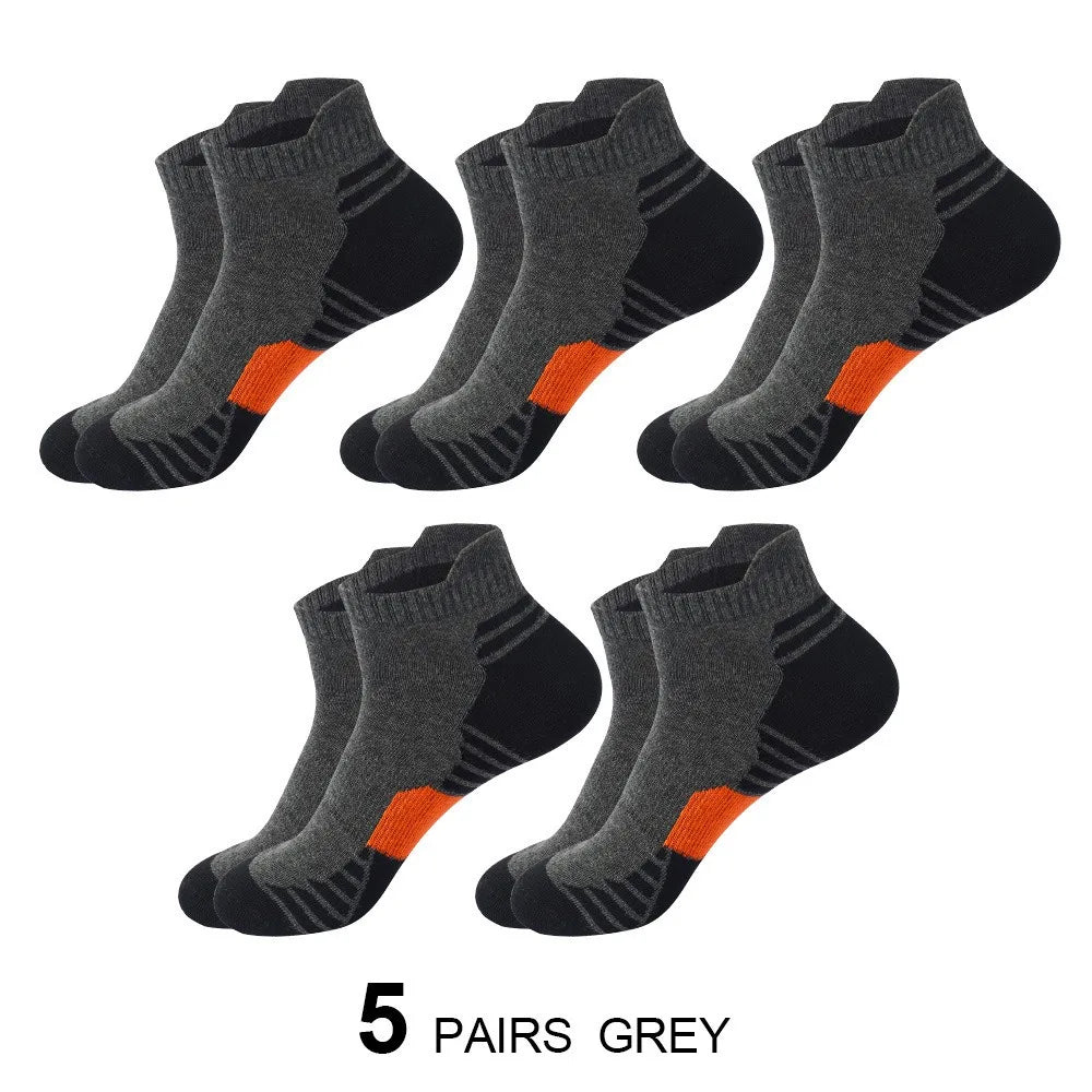 5 Pairs Men's Four Season Cotton Breathable Sports Socks Set Male Sport Ankle Socks Basketball Running Socks For Men