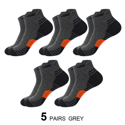 5 Pairs Men's Four Season Cotton Breathable Sports Socks Set Male Sport Ankle Socks Basketball Running Socks For Men