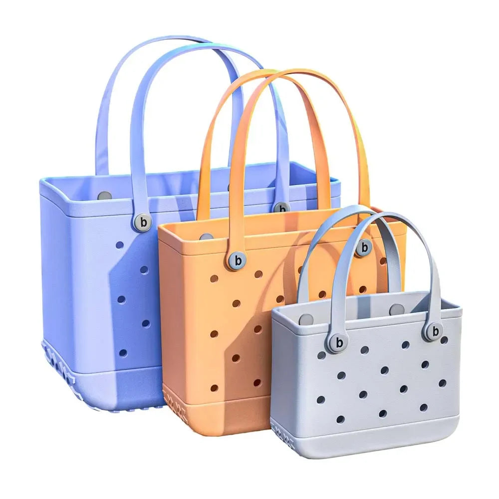 L/XL Beach Bags EVA Rubber Waterproof Tote Bag Storage Baskets Travel Shopping Shoulder Solid Color Fashion Handbag women
